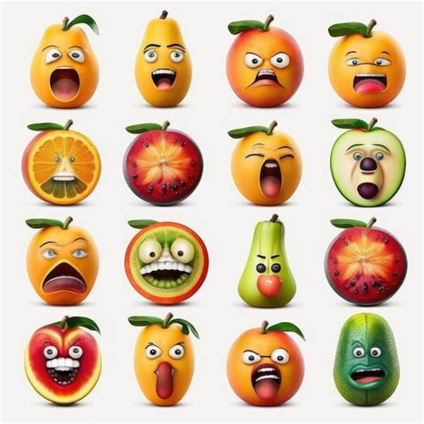 Emoticon Expresivo Cara Emoji De Frutas Foto Premium