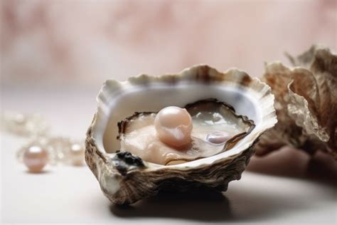 Open oyster shell sea pearl. Generate Ai