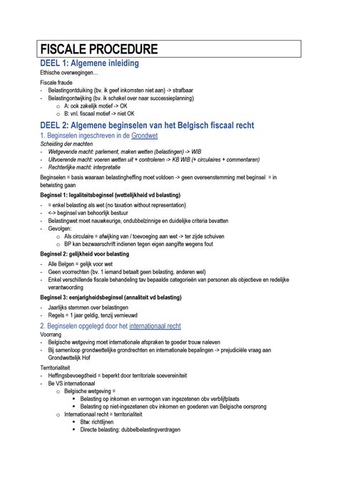 Samenvatting Fiscale Procedure FISCALE PROCEDURE DEEL 1 Algemene