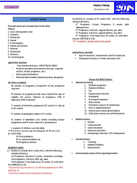 History Taking Preterm Birth Pregnancy