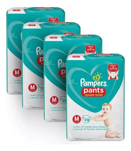 Kit 4 Fralda Pampers Vestir Shortinho Pants Ajuste Total Frete Grátis