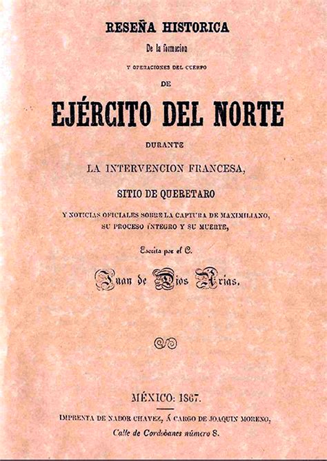 Formación y operaciones del ejército del norte 1867 Historiadores