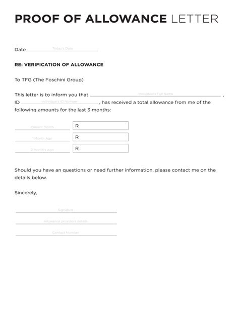 Allowance Letter Fill And Sign Printable Template Online Us Legal Forms