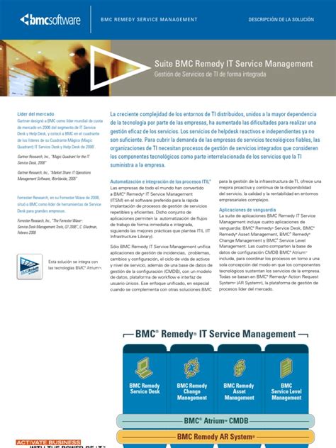 Suite Bmc Remedy It Service Management Pdf Acuerdo De Nivel De Servicio Mesa De Ayuda