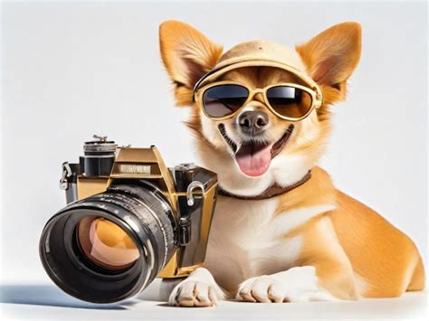 Premium AI Image | Dog Photographer isolated on white background