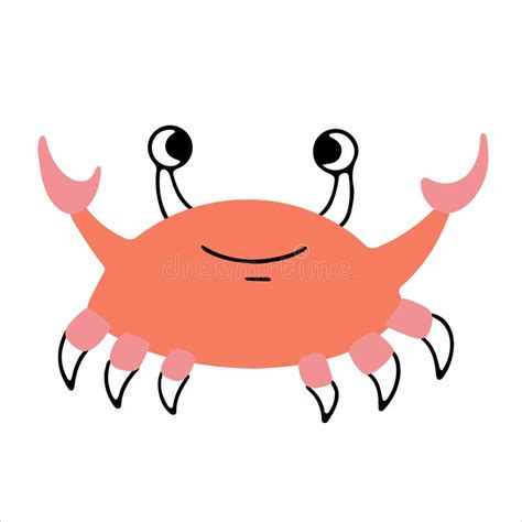 Cute Smiling Crab Hand Drawn In Doodle Style Stock Vector