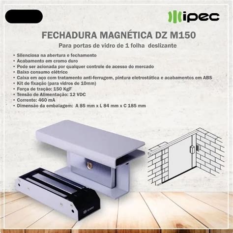 Fechadura Magnética Eletroímã DZ M150 Cinza Ipec Ventilanet