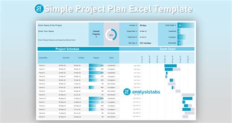 Simple Project Plan Template Excel - Analysistabs