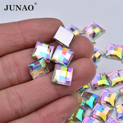 Junao Mm Square Crystal Ab Rhinestones Acrylic Applique