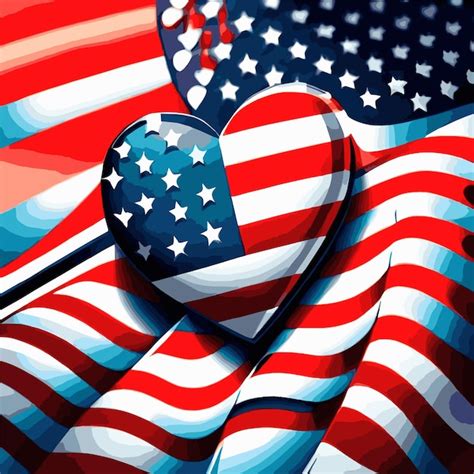 Premium Vector American Flag Heart Vector Illustration In Watercolor