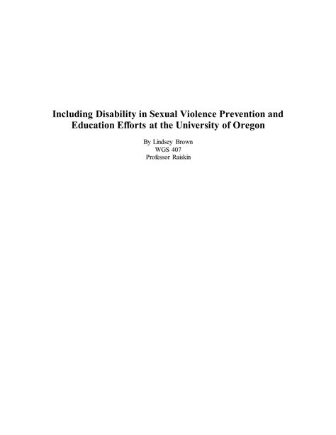 Including Disability In Sexual Violence Prevention And Education