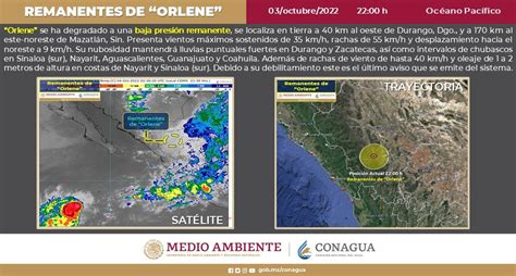 Conagua Clima On Twitter Esta Noche Orlene Se Ha Degradado A Una