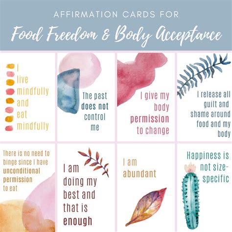 Printable Affirmations For Food Freedom Body Acceptance Eating