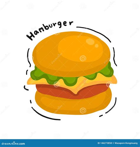 Desenho Do Hamburguer Do Queijo Em Estilos Da Garatuja Ilustra O Do