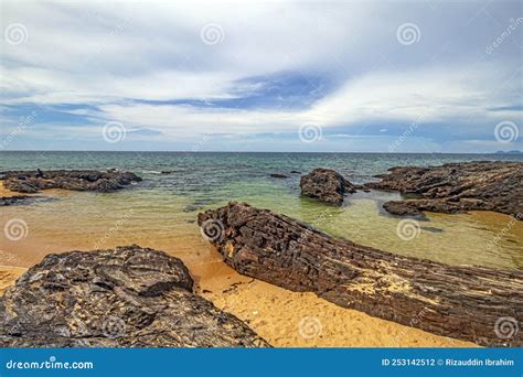 The View Of Rocky Beach At Pantai Teluk Bidara Beach In Terengganu