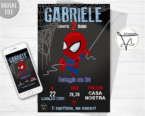 Digital Spiderman Party Invitation Spiderman Birthday Invite