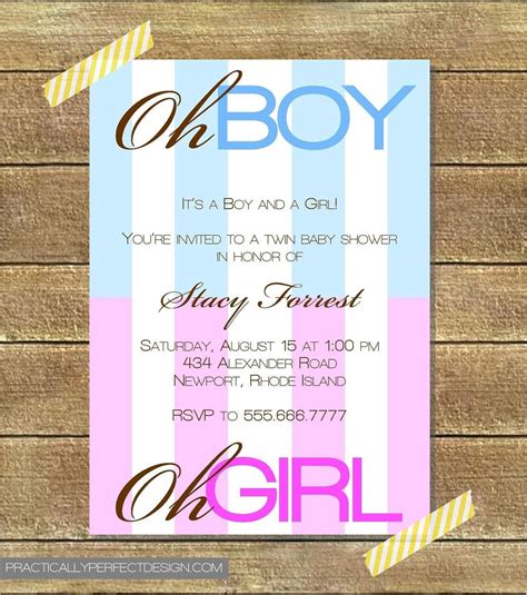 Baby Shower Invitation For Twins Boy And Girl - Baby Shower Invitations