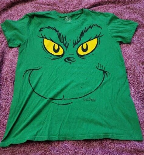 Dr Seuss The Grinch Grinch Face Green Shirt Size Gem