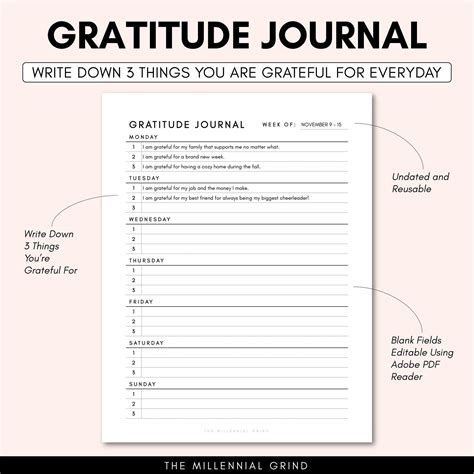 Gratitude Journal Printable Gratitude Journal Pdf Etsy New Zealand