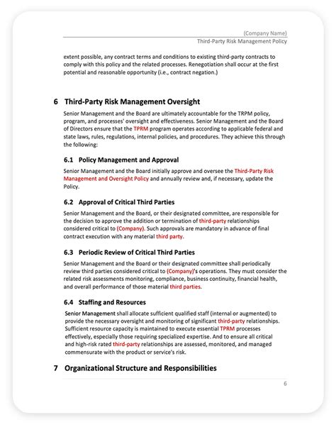 Third Party Risk Management Policy Template