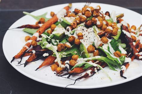 Roasted Carrot And Avocado Salad With Curried Chickpeas Hot For Food