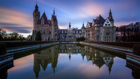 wallpaper poland castle sunset pond  uhd  picture image