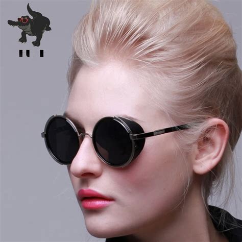 FU E Steampunk sunglasses Women Retro Round Brand sunglasses Round ...