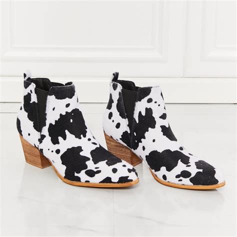 MMShoes | Shoes | Mmshoes Back At It Point Toe Bootie In Cow Print | Poshmark