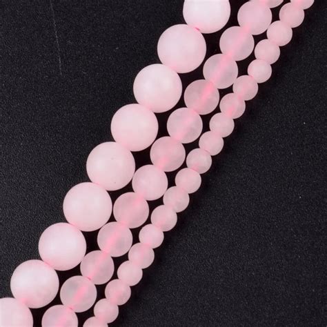 Wholesale Natural Stones Matte Rose Pink Quartz Crystal Beads For