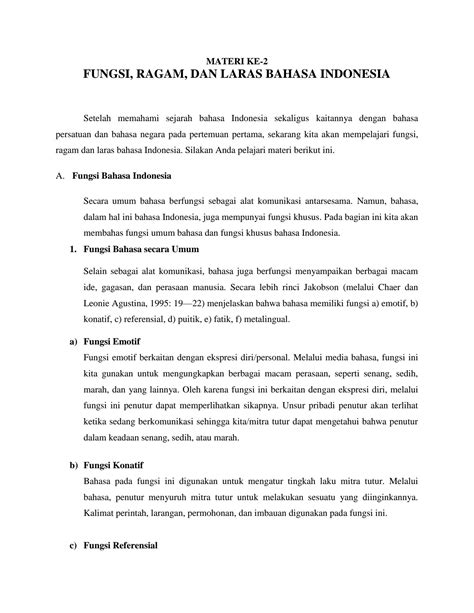 Solution Materi Ke Fungsi Ragam Laras Bahasa Studypool