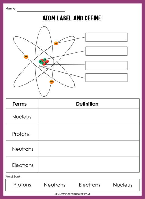 Learn About Atoms With Free Printable Science Worksheets Jenny