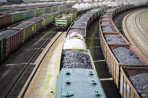 Rail Cars Loaded with Coal. Stock Photo - Image of commerce, container ...