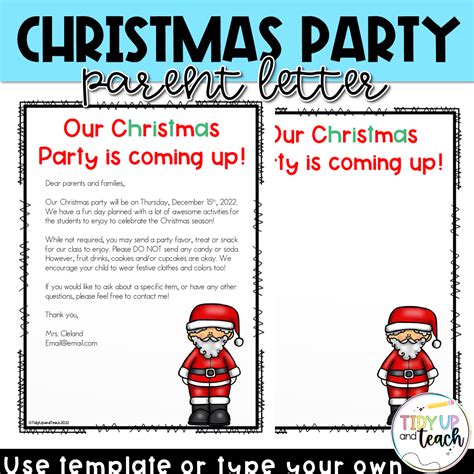 Christmas Party Letter For Parents Made By Teachers