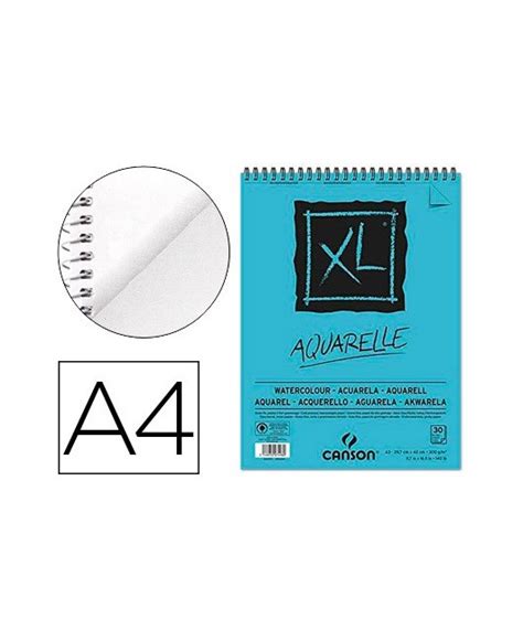 BLOC DIBUJO ACUARELA CANSON XL AQUARELLE GRANO FINO DIN A4 MICROPER