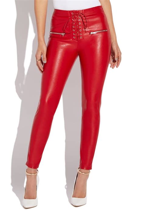 Red Leather Pants In 2020 Red Leather Pants Leather Pants Red