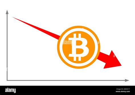 Bitcoin Currency Symbol With A Downtrend Red Arrow Financial Collapse