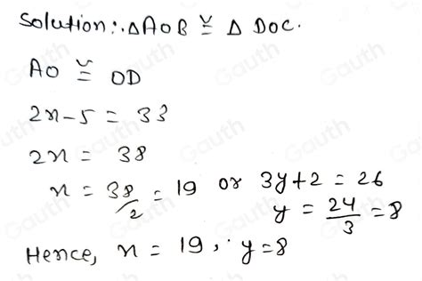 Solved A Given That Delta Aob Delta Doc Solve For X And Y B