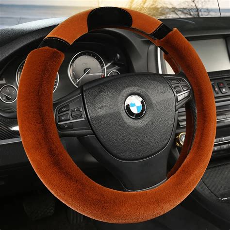 KKYSYELVA Winter Car Steering Wheel Cover Warm Plush Steering Wheel