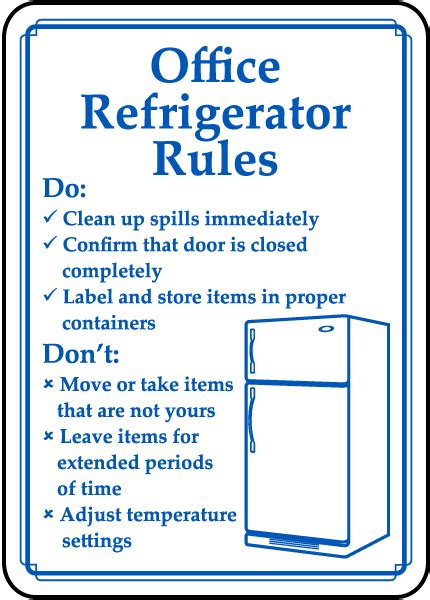 Office Refrigerator Rules Sign