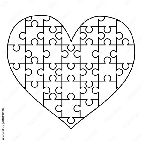 White Puzzles Pieces Arranged In A Heart Shape Easy Jigsaw Puzzle