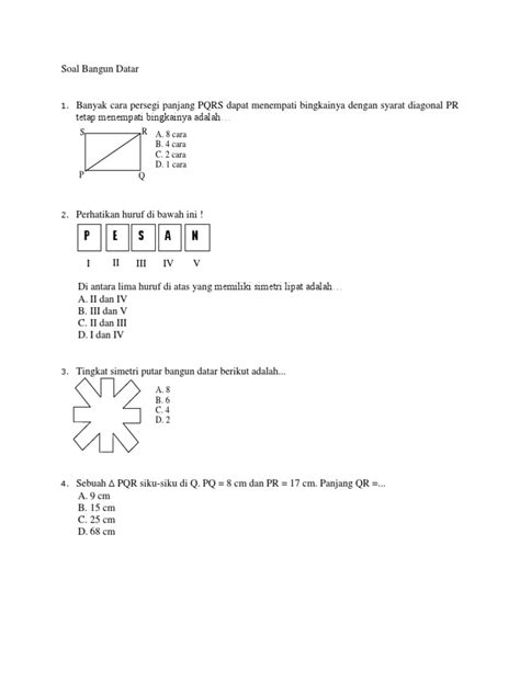 Soal Soal Bangun Datar Pdf Pdf