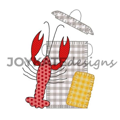 Crawfish Boil Vintage Applique Embroidery Design Joy Kate Designs