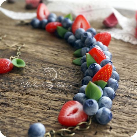 Berry Bracelet Made Of Polymer Clay Blueberries And Strawberries R