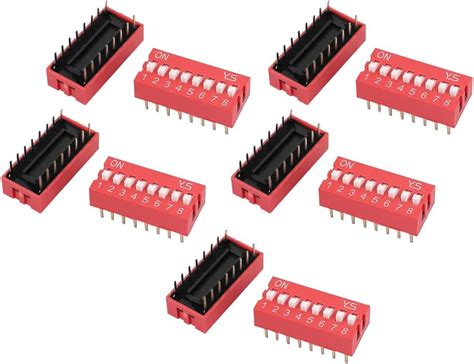 Amazon Uxcell 10 Pcs DIP Switch 2 Row 16 Terminals 8 Positions