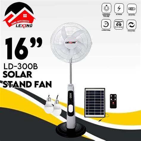 B Inch Ac Dc Dual Power Rechargeable Stand Fan Solar Fan With Led