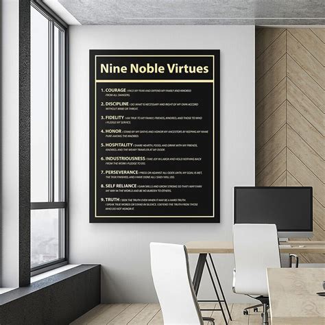 Nine Noble Virtues Sign Inspiration Courage Wall Art Son's Father ...