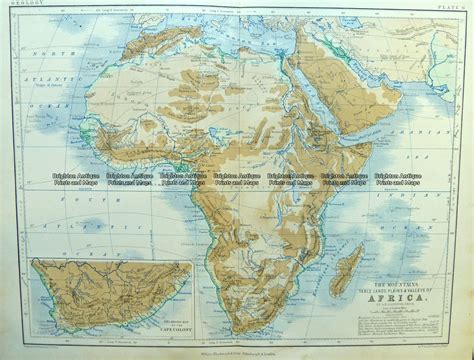 Antique Map 40-15 Africa - Topographical c.1890 - Brighton Antique ...