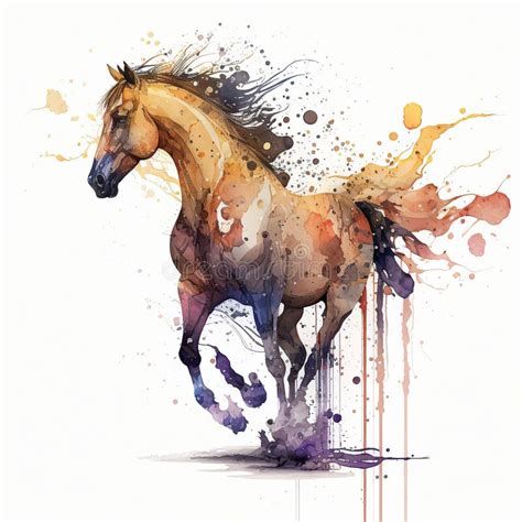 Desenho Aquarela De Um Cavalo Correndo Criado Por Ai Generativo