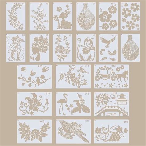 Lot De 20 Pochoirs En Forme De Fleur Pour Peinture Format A5 Motifs