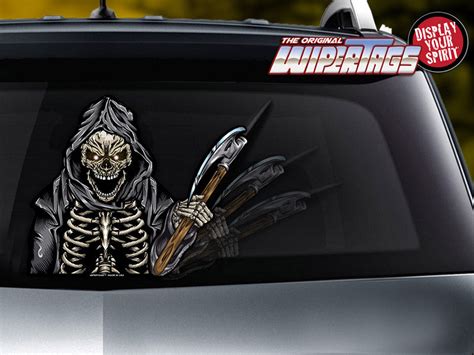 Grim Reaper Of Death Waving Wipertag Decal For Rear Wiper Blades